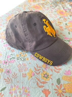 Wyoming Cowboys Logo Adjustable Baseball Cap Brown Yellow Like New Condition